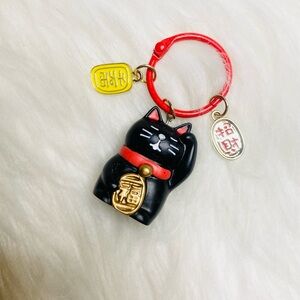 Japan Maneki Neko lucky cat bag charm key chain key fob for more money rich